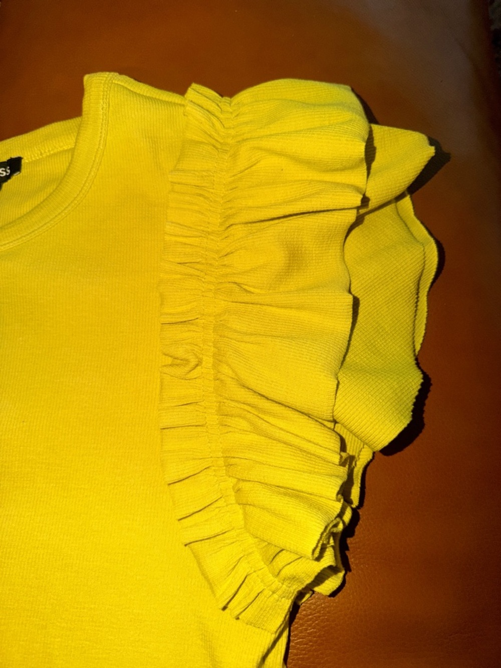 Express Yellow Ruffle Short Sleeve Tee - Picture 2 of 3